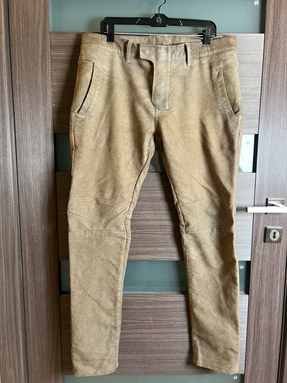 Balmain Men's Faux Suede Pants in Light Brown